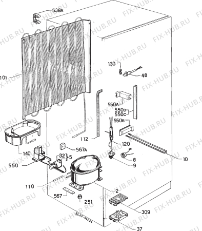 Взрыв-схема холодильника Alno AGU4111IW - Схема узла Cooling system 017